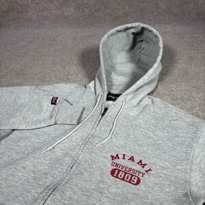 Vintage Miami Redhawks Hoodie Sweatshirt Mens M Full Zip Gray Fleece Jansport